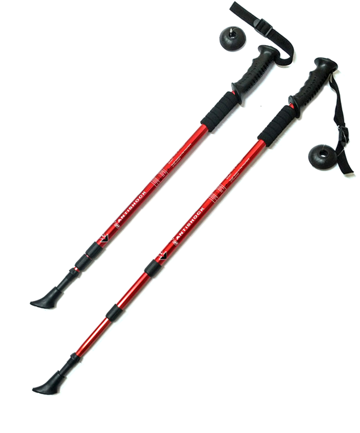 Палки для скандинавской ходьбы, F18432, 60-135 см, 3-секционные, красные фото картинка