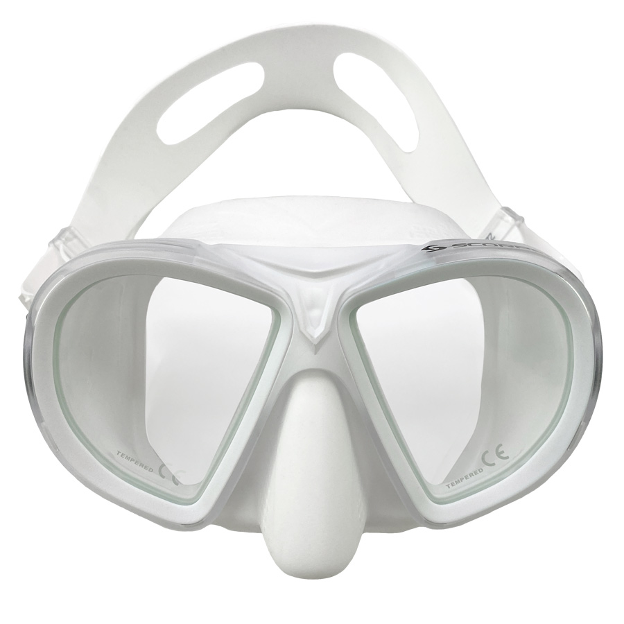 Фото маска scorpena m3 белая, с двумя ремешками