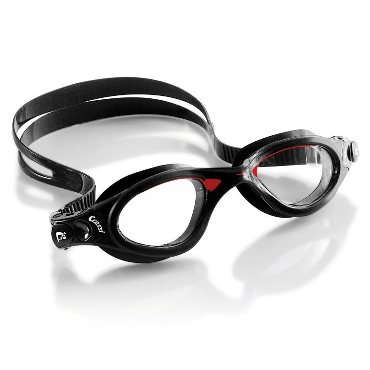 Очки для плавания CressiSub FLASH прозрачные линзы черные/черно-красные фото