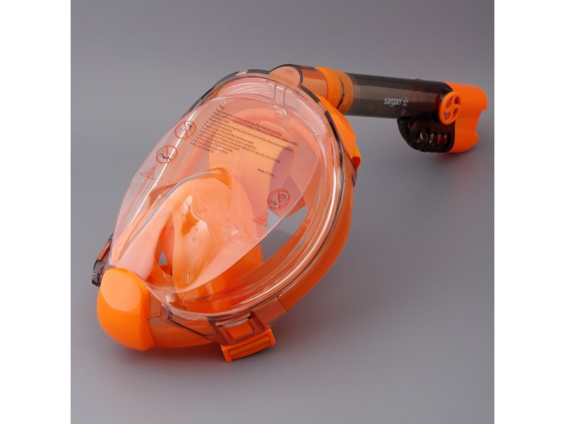 Маска подводная полнолицевая Sargan ГАЛАКТИКА ПРЕМИУМ прозрачная/оранжевая/оранжевая фото