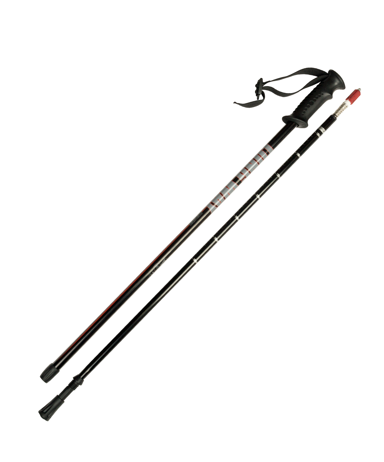 Палки для скандинавской ходьбы Longway, 78-135 см, 2-секционные, чёрные/красные фото картинка
