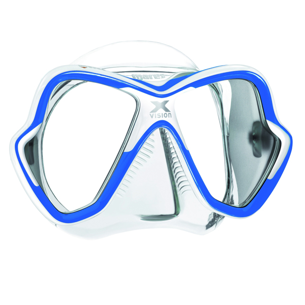 фото Маска для плавания mares x-vision, для взрослых, обт. силиконовая резина - ц.об.прозрачно-белый, ц.р.сине-белый
