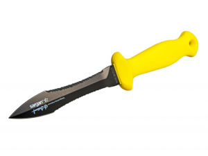 Фото нож "тургояк" стропорез тефлоновое покрытие желтая ручка , сарган