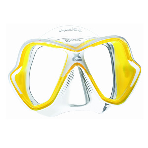Фото маска для плавания mares x-vision liquidskin, цвет прозрачный /жёлтый / жёлто-белый