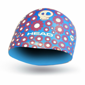 Фото шапочка для плавания head silicone sketch силиконовая, для тренировок цвет серебристо-голубой