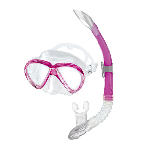 Фото набор для плавания (маска и трубка) mares marea, цвет прозрачный /розовый, детская
