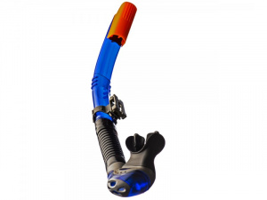 Фото трубка для дайвинга sargan "бетта" черный силикон, синяя, оранжевый верх