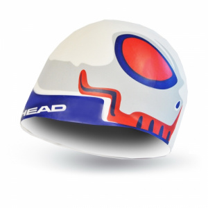 Фото шапочка для плавания head silicone sketch силиконовая, для тренировок цвет белый-синий