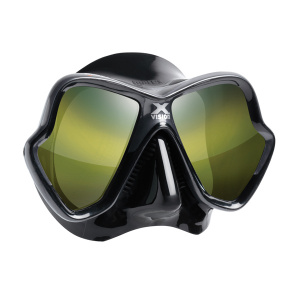 Фото маска для плавания mares x-vision ultra ls, цвет черный, янтарные стекла