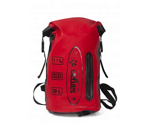 Гермо-рюкзак САРГАН "ПРО+SUP" с внешним карманом, красный/черный, 20л фото