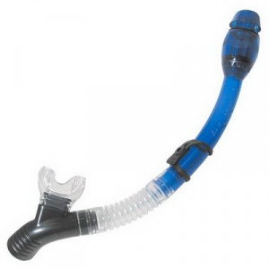 Фото трубка для дайвинга aqualung impulse dry flex blue (прозрачный силикон)