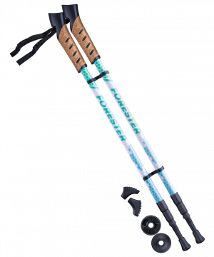 Фото палки для скандинавской ходьбы berger forester, 67-135 см, 3-секционные, белый/мятный