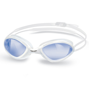 Фото очки для плавания head tiger race lsr+, для соревнований цвет рамки белый, голубые стекла, цвет резины прозрачный