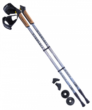Фото палки для скандинавской ходьбы starfall, 77-135 см, 2-секционные, серый/чёрный/белый