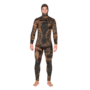 Фото куртка гидрокостюма для подводной охоты mares sf squadra illusion bwn 50, 5мм, с открытой порой внутри, цв.коричневый камуфляж