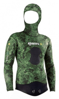 Фото куртка гидрокостюма для подводной охоты mares instinct 55 camo, 5 мм, с открытой порой внутри, цвет зеленый камуфляж