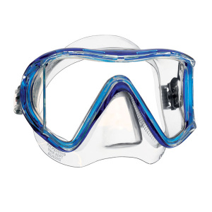 Фото маска для плавания mares i3 трёхстекольная, цвет прозрачный / синий