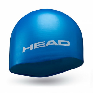 Фото шапочка для плавания стартовая head silicone moulded, для соревнований цвет голубой