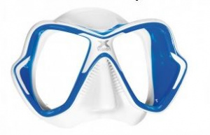 Фото маска для плавания mares x-vision ultra ls, цвет сине-белый, прозрачные стекла