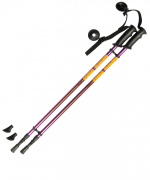 Фото палки для скандинавской ходьбы longway, 78-135 см, 2-секционные, фиолетовые/жёлтые