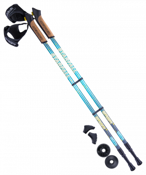 Фото палки для скандинавской ходьбы starfall, 77-135 см, 2-секционные, синий/серый/жёлтый