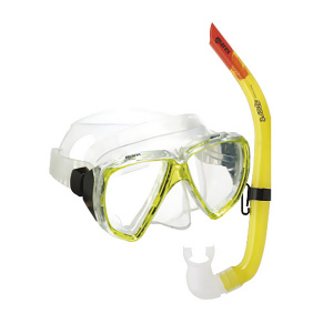 Фото набор для плавания (маска и трубка) mares wind, цвет прозрачный /желтый, детская