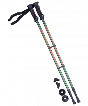 Фото палки для скандинавской ходьбы longway, 77-135 см, 2-секционные, тёмно-зеленый/оранжевый