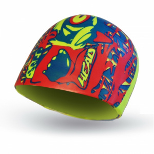 Фото шапочка для плавания head silicone sketch силиконовая, для тренировок цвет красно-лимонный
