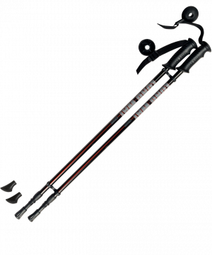 Фото палки для скандинавской ходьбы longway, 78-135 см, 2-секционные, чёрные/красные
