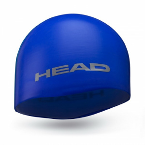 Фото шапочка для плавания стартовая head silicone moulded, для соревнований цвет синий