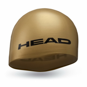 Фото шапочка для плавания стартовая head silicone moulded, для соревнований цвет золотистый