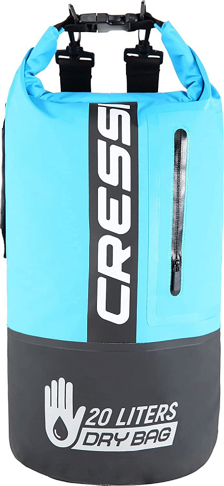 Герморюкзак CRESSI с карманом на молнии Premium BACK PACK, черный/светло-голубой, 20 литров, Cressi фото