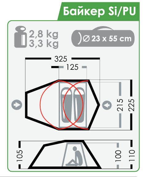 Палатка Normal БАЙКЕР Si/PU желтая фото картинка
