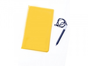 Фото записная книжка подводная с ручкой, для подводных зарисовок, многостраничная,желтая 10х17 см problue