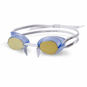 Фото очки для плавания head racer mirrored, для соревнований цвет рамки синий зеркальные стекла, цвет обт. прозрачный