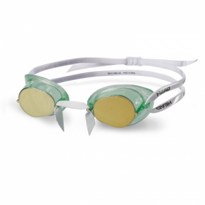 Фото очки для плавания head racer mirrored, для соревнований цвет рамки зелёный зеркальные стекла, цвет обт. прозрачный